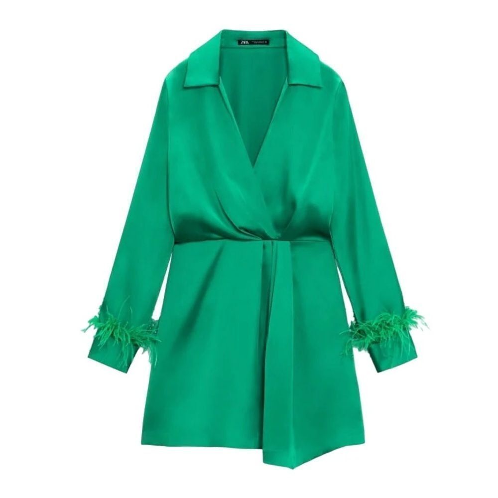 Zara feather satin dress